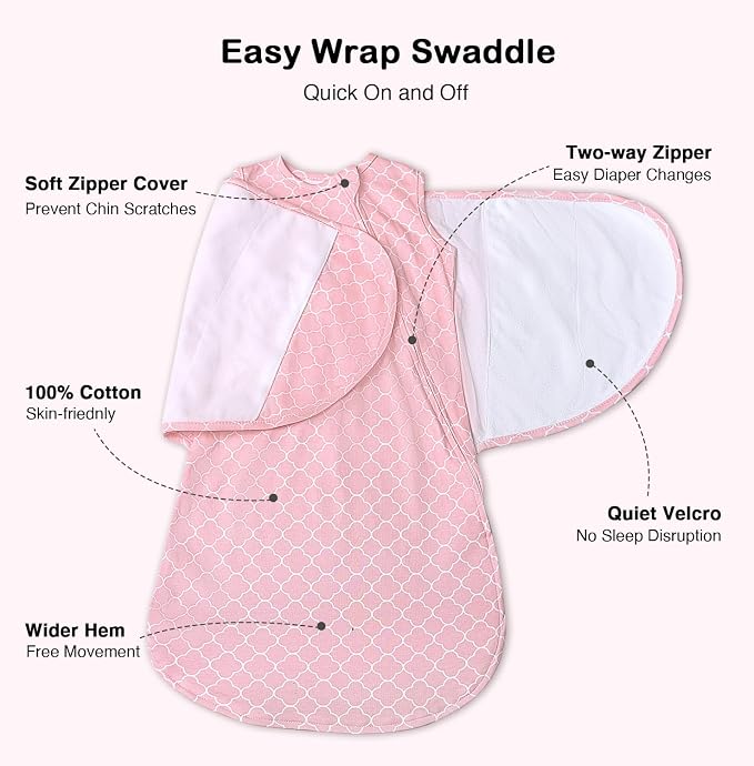 Baby Sleep Sack Swaddle 3 Pack, 3-Way Adjustable, Organic Cotton | Swaddles 3-6 - Image 3