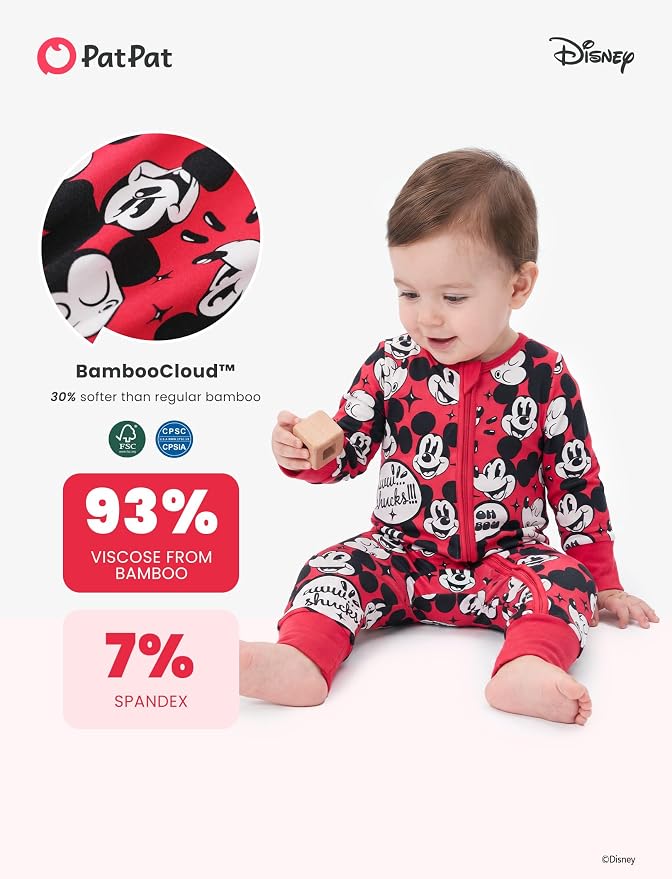 Disney Baby Viscose Made from Bamboo 2-Way Zipper Footie Outfit NB to Inf - Image 5