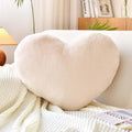 Beige Heart Pillows, Cute Heart Decorative Pillow, Heart Shaped Throw Pillows for Bed, Faux Rabbit Fur Plush Hoom Decor Pillow Cushion for Chair Sofa Living Room (Large-19.6"x15.7")