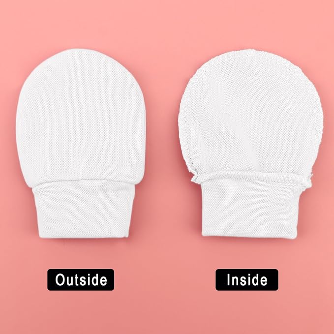 AQOKKA Newborn Baby Mittens No Scratch Cotton Elastic Wrist Gloves Infant - Image 7