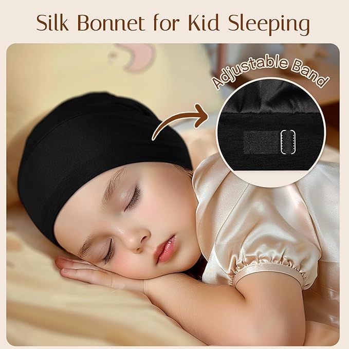 OLESILK Silk Toddler Bonnet 6-36 Months: 100% Mulberry Silk & Modal, Anti-Frizz for Curly Hair, Adjustable Fit Growing Baby