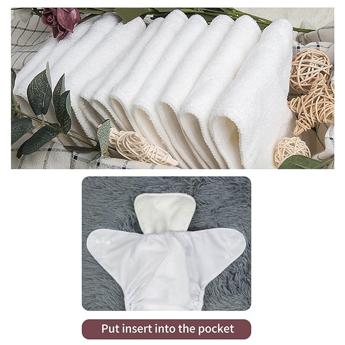 ALVABABY 6 Pack Cloth Diaper with 12 Inserts One Size Adjustable Washable Reusable Diaper Cover for Baby Girls and Boys