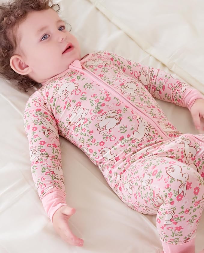 babee Reshinee Viscose Derived from Bamboo Baby Footie Pajamas Convertible - Image 8