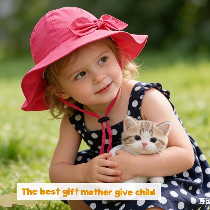 Baby Girl Sun Hat with UPF 50+ Outdoor Adjustable Beach Hat with Wide Brim - Image 2