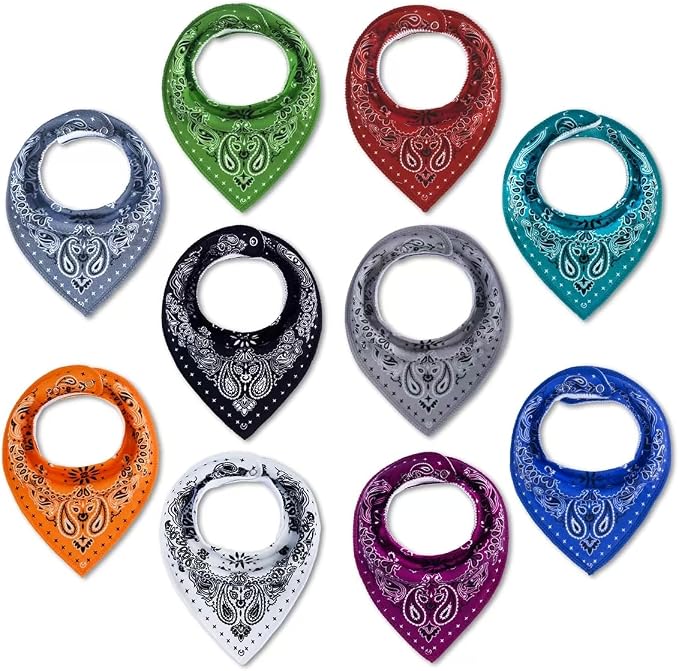 10 Pack Baby Triangle Bandana Bibs by maiwa