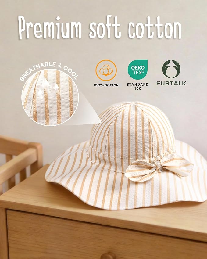 FURTALK 3 Pack Baby Sun Hat Toddler Beach Hat Girls UPF 50+ Wide Brim Infant - Image 3