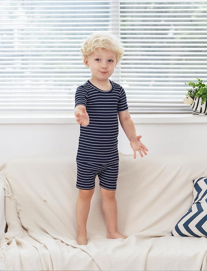 AVAUMA Stripe Pattern Baby Boys Girls Pajama Set Kids Toddler Snug fit Ribbed - Image 3