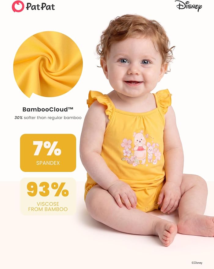 Disney Baby Girls Viscose Made from Bamboo 2 Packs Breathable Bodysuit - Image 3