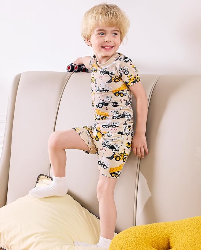 babee Reshinee Bamboo Viscose Toddler Boys Pajamas Set, Short Sleeve Kids - Image 6