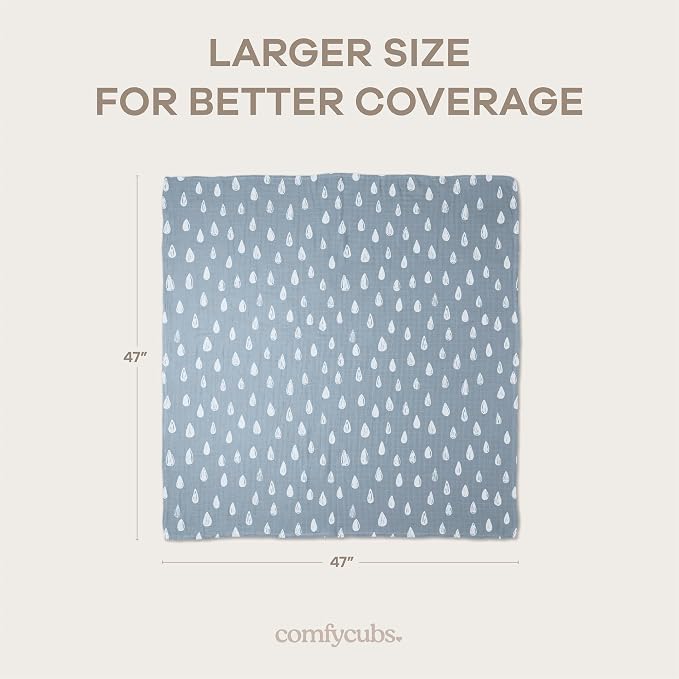 Comfy Cubs Muslin Swaddle Blankets Pack of 4, 47 x 47 Inches, Soft Cotton Baby - Image 4