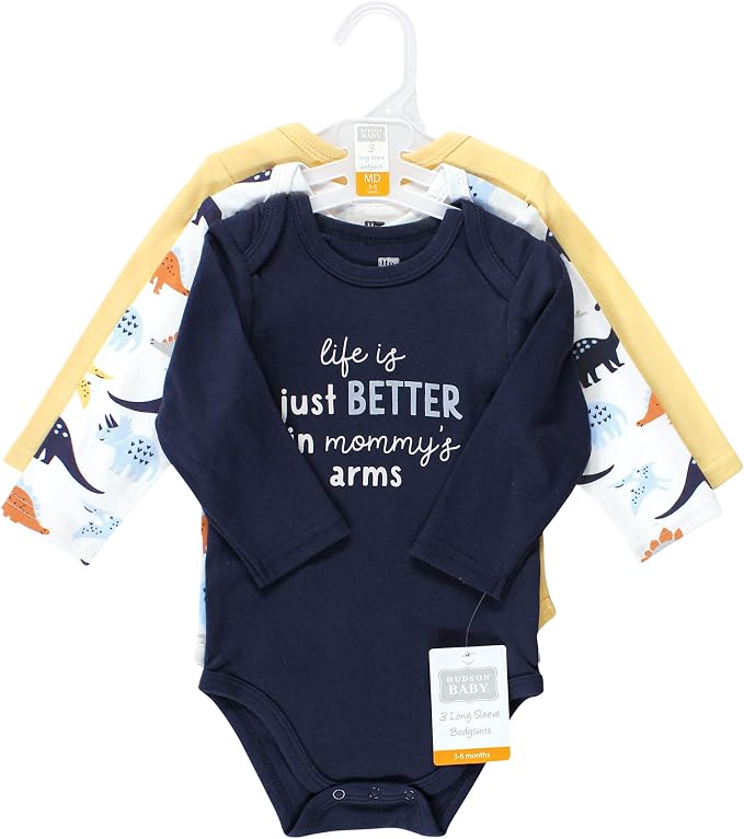 Hudson Baby baby-boys Cotton Long-sleeve Bodysuits 3-pack - Image 2