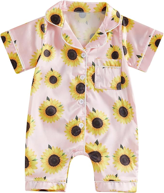 Kuriozud Baby Girl Boy Romper Pajamas Onesie Short Sleeve Button Down Pjs by Kuriozud