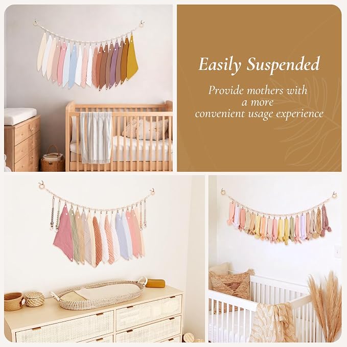 POVETIRE 2PCS Baby Pacifier Clip Holder Baby Bibs Organizer, Baby Bibs Bandana - Image 5