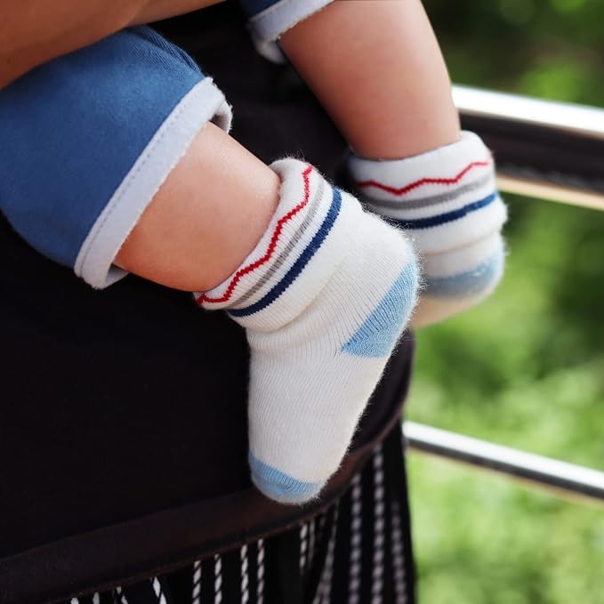 RATIVE Newborn Baby Socks 0-6, 6-12 Months Terry Turn Cuff Socks - Image 9