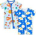 GUISBY Baby Rayon of Bamboo Short Sleeve Footless Zipper Romper 2 Pack | Soft by GUISBY