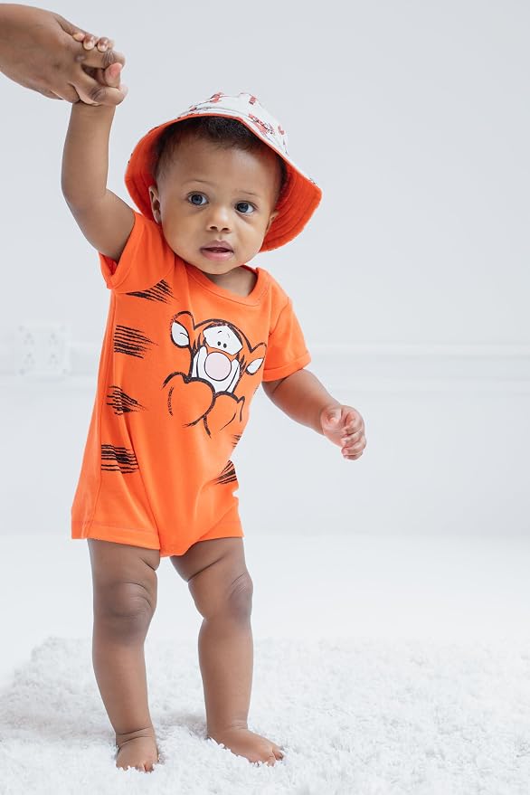 Disney Baby Boys' 2-Piece Romper and Bucket Hat Set Newborn to Infant - Image 2