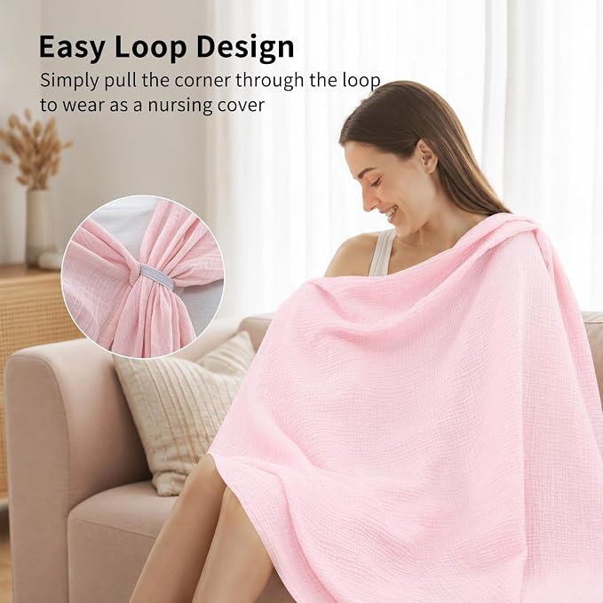 NESTALLY Cocoon Muslin Swaddle Blankets 3 Pack, Soft Breathable Large 47"x47" - Image 6