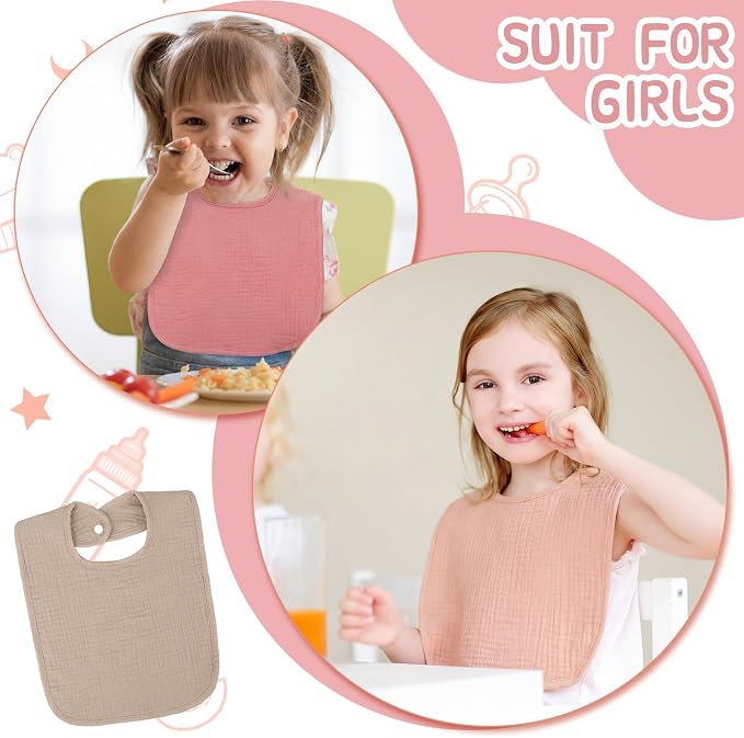 Toulite 6 Pack Muslin Baby Bibs Bandana Drool Toddler Bibs | Cotton Soft Muslin - Image 5