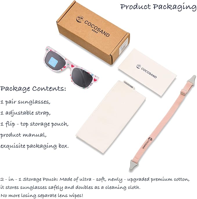 COCOSAND Flexible Baby Sunglasses with Strap Polarized UV Protection for Toddler Infant Newborn Boy Girl Age 0-24 Months