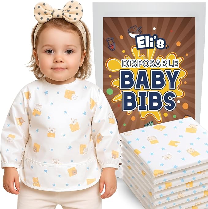 Eli with Love Disposable Bibs Individually Wrapped Bib with Crumb Catcher by EliwithLove
