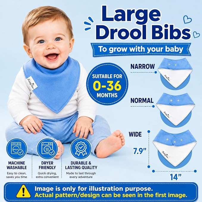 Baby Bibs | Multi-Pack Organic Cotton Bandana Drool Bibs, Soft Absorbent - Image 4