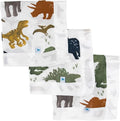 Little Unicorn Security Blankets 3 Pack | 100% Cotton Muslin with Satin Border| Super Soft and Breathable | Baby, Infant, Toddler | Lovey for Boys and Girls | Dino Friends