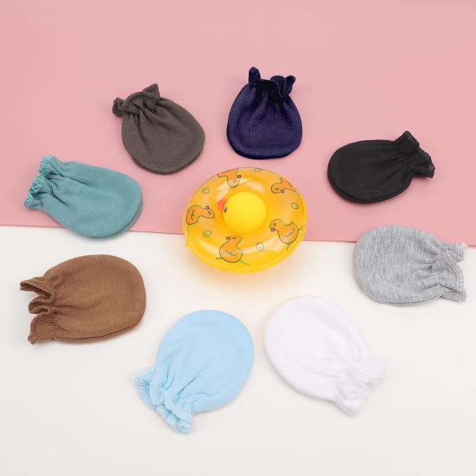 AQOKKA Newborn Baby Mittens No Scratch Cotton Elastic Wrist Gloves Infant - Image 5