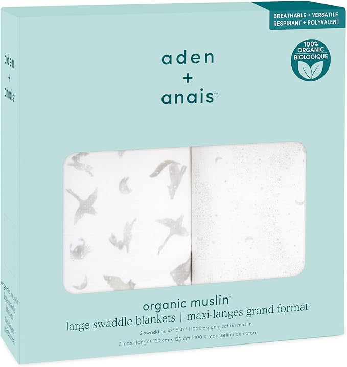 aden + anais Boutique Organic Cotton Muslin Swaddle 2 Pack, Breathable Baby - Image 3