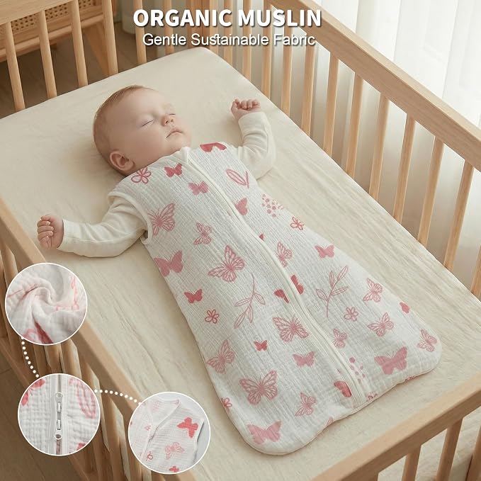 BSTOPPT 2 Pack Baby Sleep Sack 18-24 Months 100% Organic Cotton Muslin Baby - Image 6