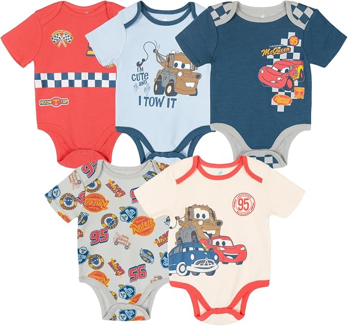 Disney Baby 5-Pack Short Sleeve Bodysuits Newborn to Infant by Disney