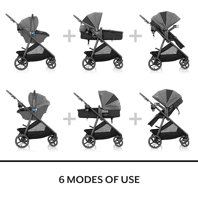 Evenflo Shyft Intuiti+ Travel System Featuring Revolve180 LiteMax™ NXT Rotating Rear-Facing Lightweight Preemie and Infant Car Seat with SensorySoothe 3-30 lbs. (Dubhan Black)