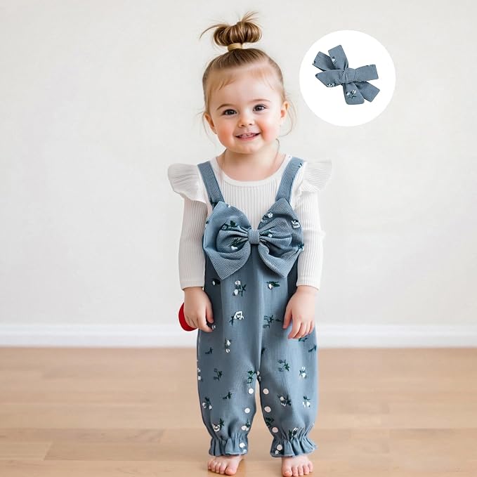 Newborn Baby Girl Clothes Ruffle Sleeve Jumpsuit Corduroy Floral - Image 2