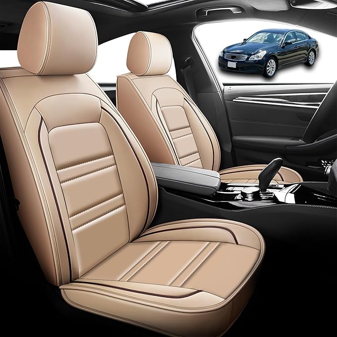 Seat Cover for Infiniti g35 2003-2008 | Car Seat Covers Front Seats, Waterproof Seat Protectors, Automotive Front Seat Covers (Front Seat, Beige)