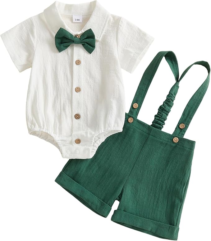 PUHHAPIEY Baby Boy Gentleman Wedding Outfit Dress Romper Suspender Pants | 0 3 by PUHHAPIEY