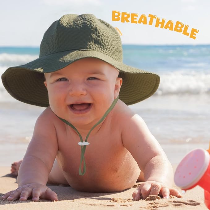 HONGTEYA Baby Sun Hat Wide Brim Adjustable Toddler Beach Bucket Hat | Soft - Image 2