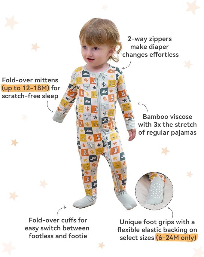 babee Reshinee Bamboo Viscose Baby Footie Pajama, Zipper Sleeper Boys Girls - Image 3