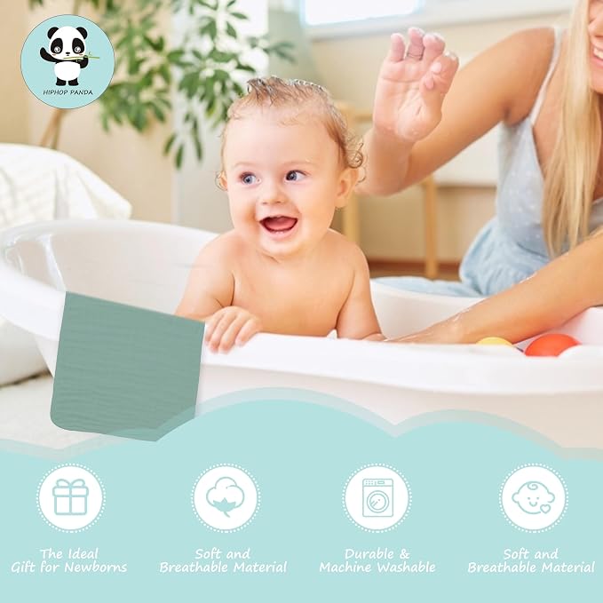 HIPHOP PANDA Large 100% Cotton Muslin Baby Burp Cloths - Image 5