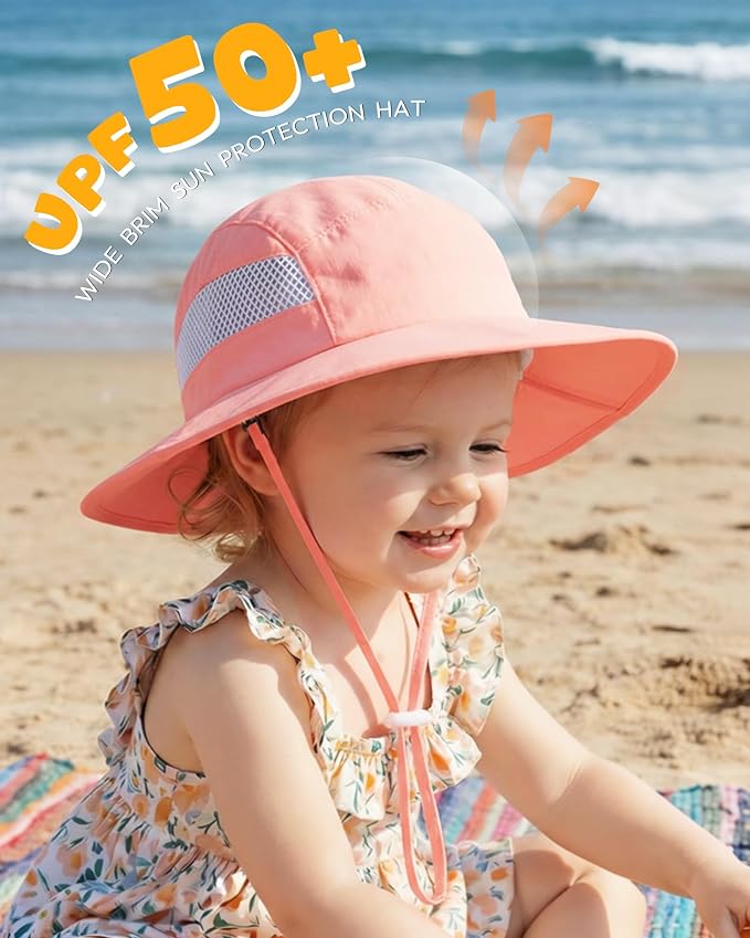 HONGTEYA 2 Pack Baby Sun Hat Infant Toddler Boys Girls Sun Protection Bucket - Image 2