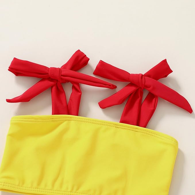 YOUNGER TREE Toddler Girls Two Pieces Swimsuit Color Block Stripe Swimwear Summer Beach Bathing Suit 18M-5T
