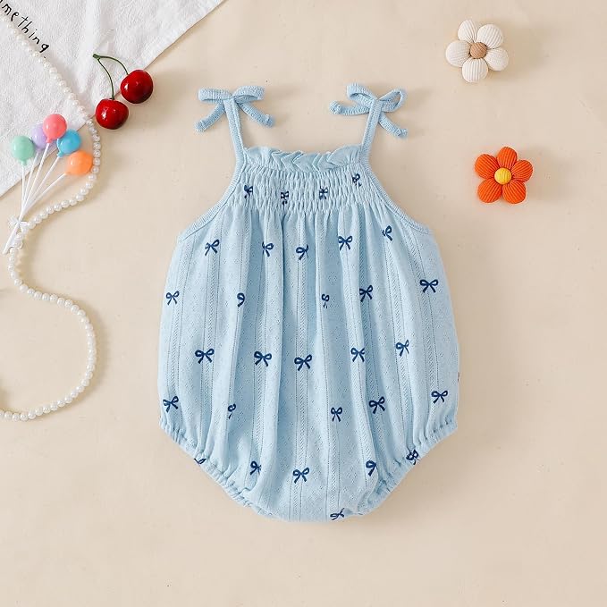 ROMPERINBOX Baby Girl Bodysuit Cotton Spaghetti Strap Sleeveless Onsies Summer - Image 2