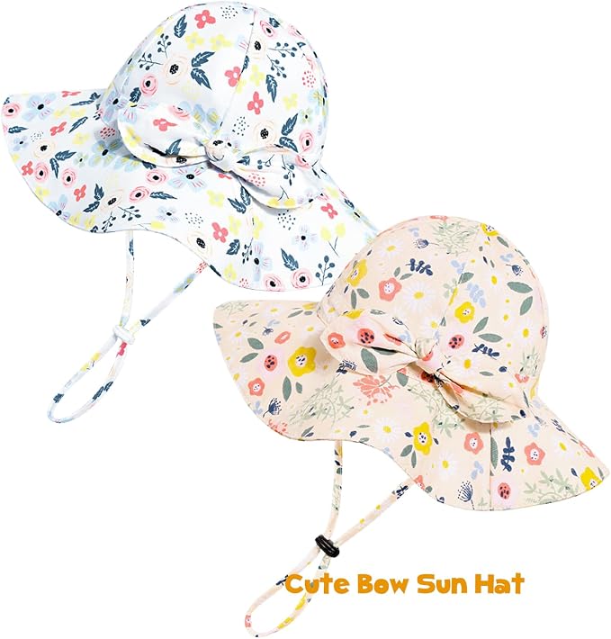 Baby Girl Sun Hat with UPF 50+ Outdoor Adjustable Beach Hat with Wide Brim - Image 5