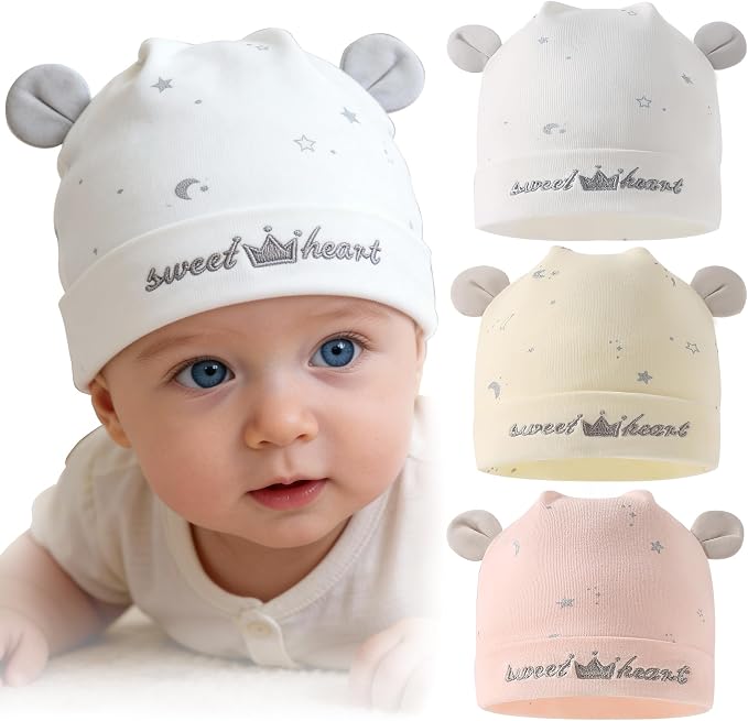 3 Pack Newborn Hats Infant Beanies by Unknown