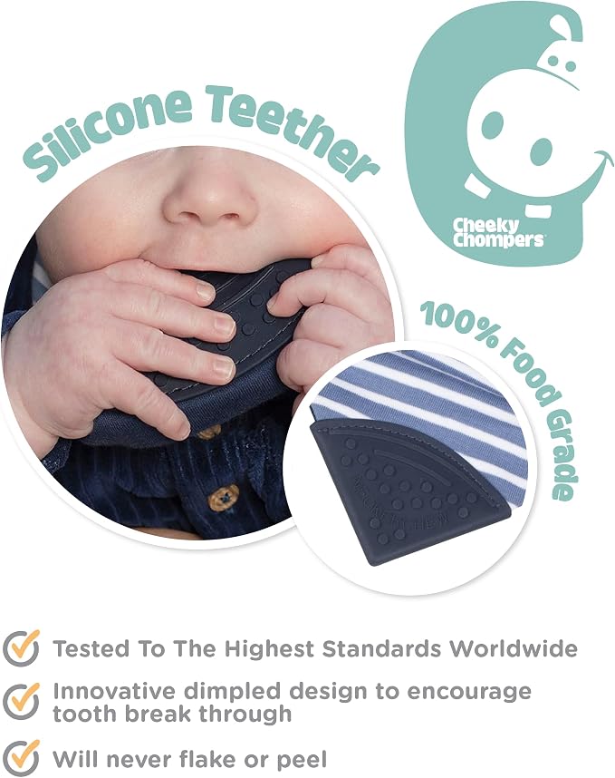 Cheeky Chompers Neckerchew Teething Bib, 2-in-1 Bandana Style Bib w/Food Grade - Image 4