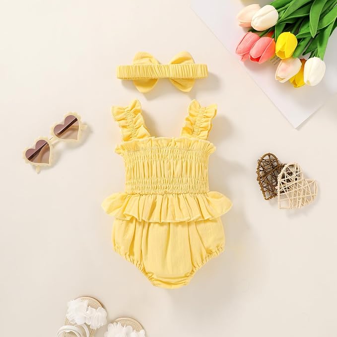 YOUNGER TREE Baby girl Romper Infant Summer Clothes Ruffle Sleeveless One Piece - Image 4
