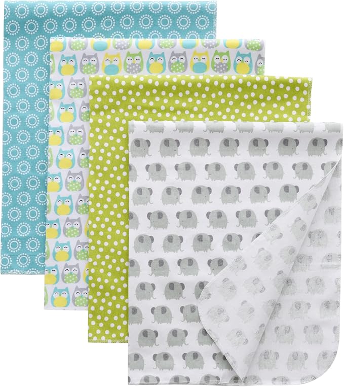 Gina Era Flannel Receiving Blankets, Baby Swaddle Blankets 100% Cotton 4 Pcs by GinaEra