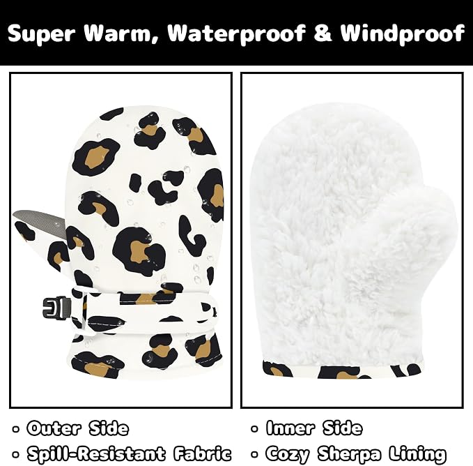 Olreco Baby Toddler Mittens Waterproof Infant Baby Winter Mittens Toddler Snow - Image 5