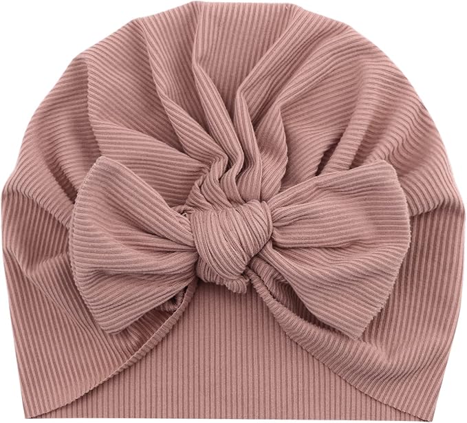 DRESHOW BQUBO 5 Pieces Newborn Baby Turban Hats Bow Baby Infant Beanie - Image 5