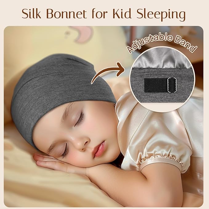 OLESILK Silk Toddler Bonnet 6-36 Months: 100% Mulberry Silk & Modal, Anti-Frizz for Curly Hair, Adjustable Fit Growing Baby