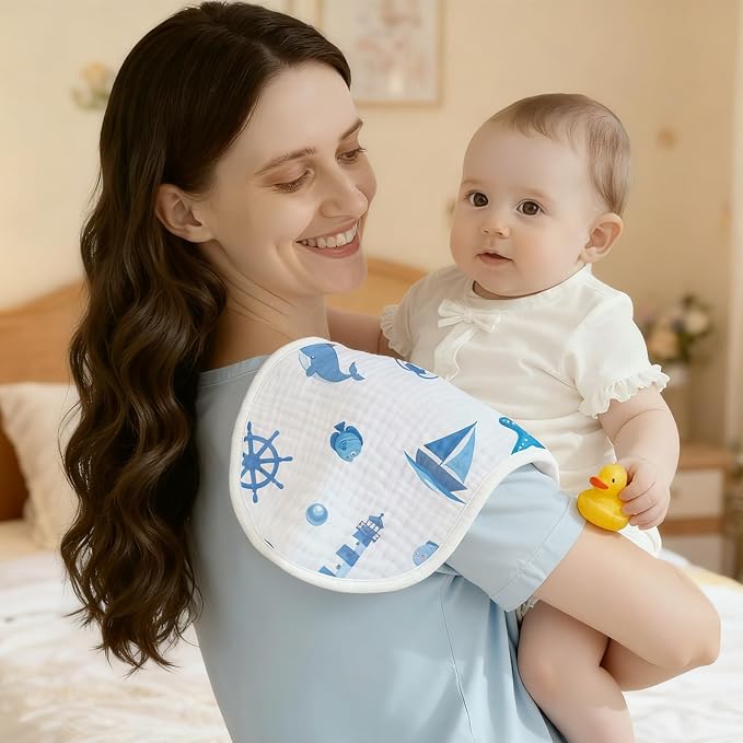 6 Pack Blue Burp Cloths Baby Boys Girls - Image 4