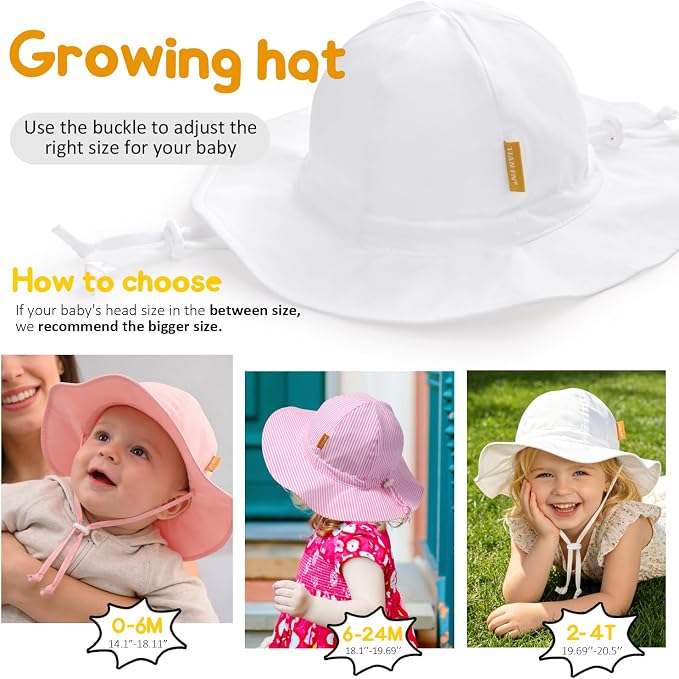 Baby Girl Sun Hat with UPF 50+ Outdoor Adjustable Toddler Beach Hat with Wide - Image 6